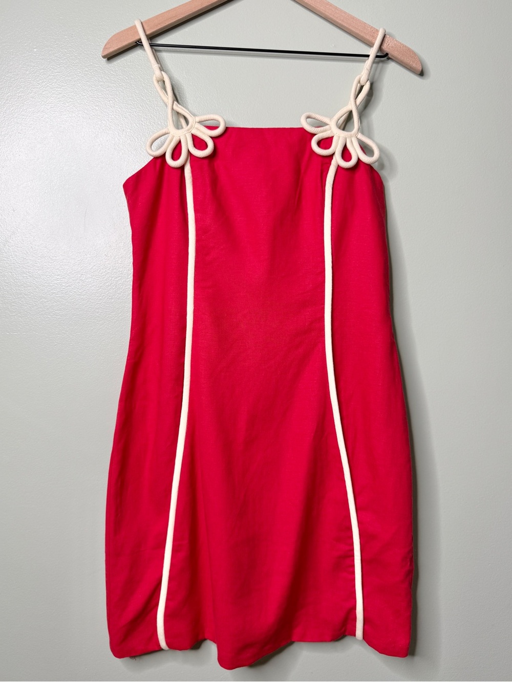 NWT Farm Rio Linen 3D Flower Mini Dress Red White Floral Women’s Size Medium - Picture 7 of 12